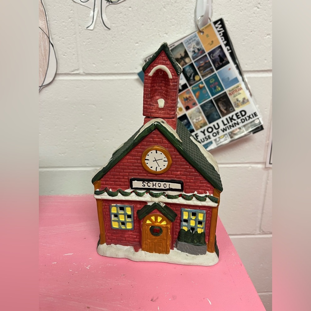 Charming Red Schoolhouse Figurine